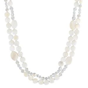 GREENBEADS MOP & Crystal Double Strand Necklace